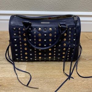 Rebecca Minkoff studded blue leather handbag